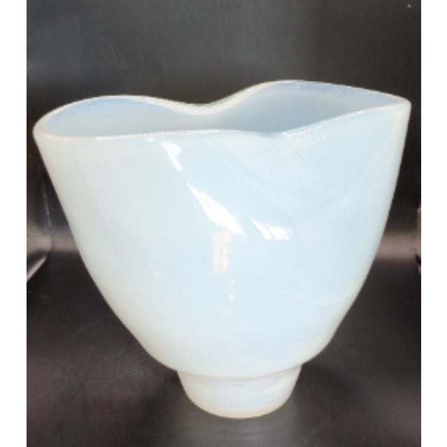 White Beautiful Antique Opaline Opalescent Glass Vase For Sale - Image 8 of 11