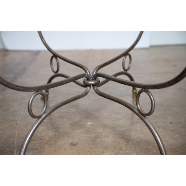 French Mid-Century Coffee or Low Table With Wrought Iron Base and Glass Top For Sale - Image 9 of 11
