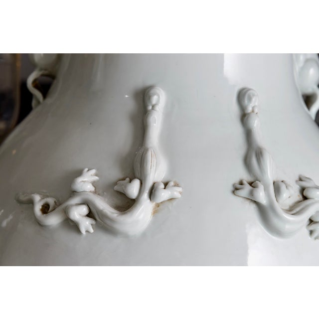 Mid 19th Century Pair of Chinese Celadon Palace Floor Vases, Late Qing Period, 37"h For Sale - Image 5 of 11