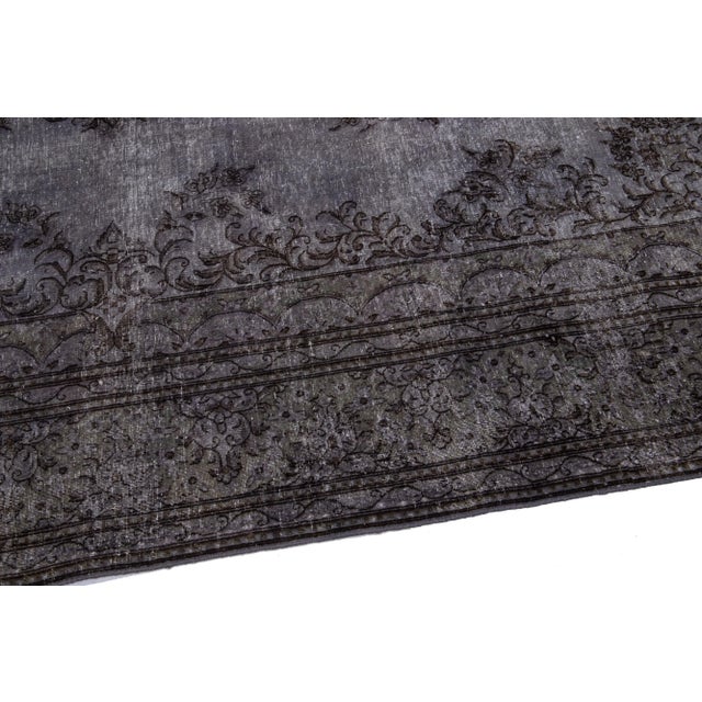 Vintage Persian Overdyed Handmade Medallion Gray Wool Rug For Sale In New York - Image 6 of 11