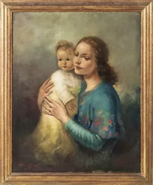 Abel De Moura, Mother and Daughter, Oil on Canvas