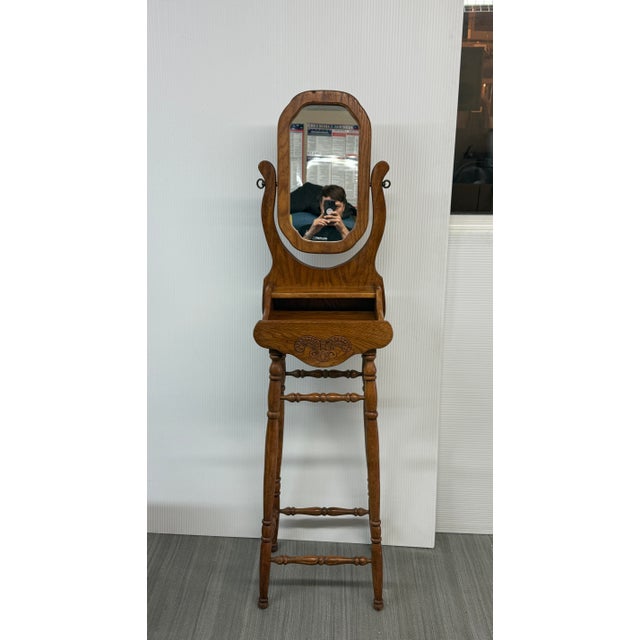 Design Plus Gallery presents a Vintage Shaving Stand by Pulaski Furniture. Solid wood crafted into turned rails curved...