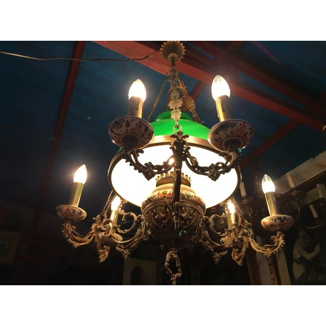 Brown Vintage Glass and Metal Chandelier, 1950s For Sale - Image 8 of 18