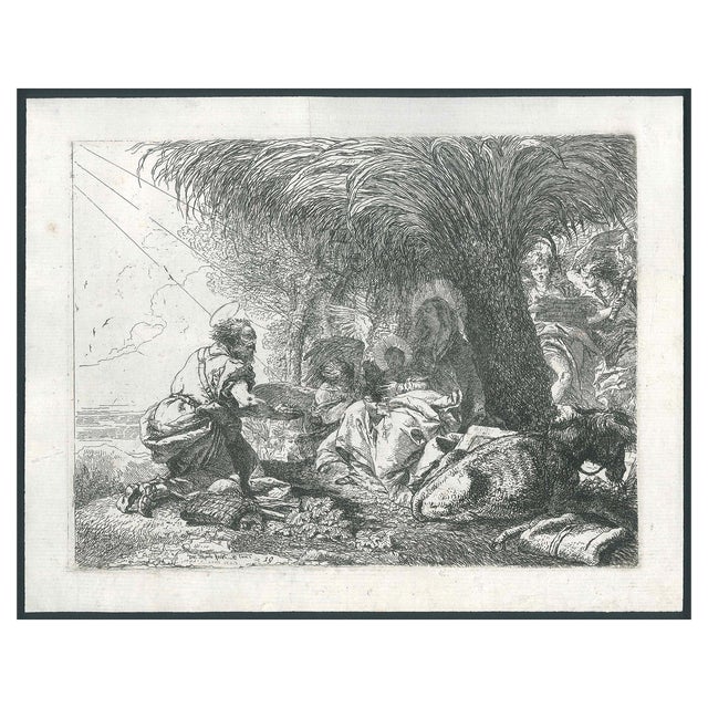 Giovanni Domenico Tiepolo, Giuseppe Adora il Bambino sotto una Palma, Etching by G.D. Tiepolo For Sale