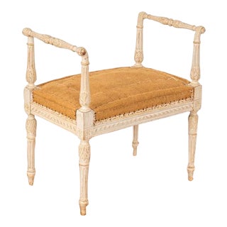 Antique White Painted Tabouret or Stool From Sweden For Sale