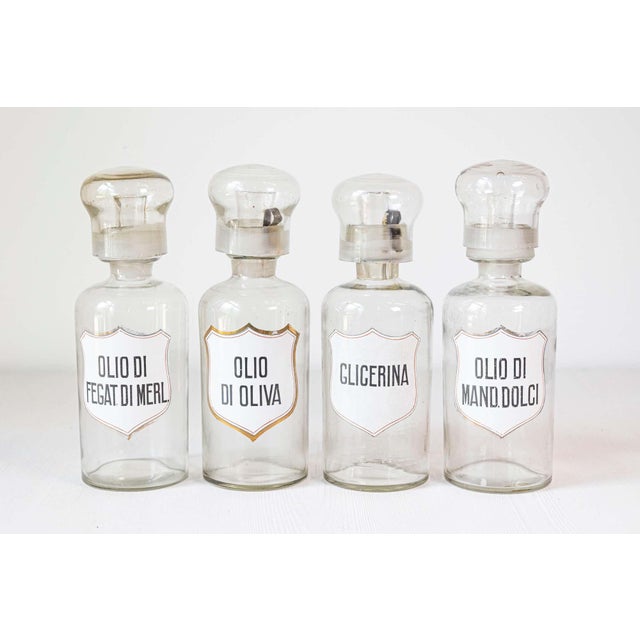 Glass 4 Vintage Italian Glass Pharmacy Jars with Labels, Sold Each For Sale - Image 7 of 8