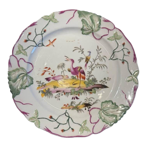 1970s Pasargad DC Decorative Port Royal Bird Peacock Cherry Blossom Leaf Plate Tropical Plates