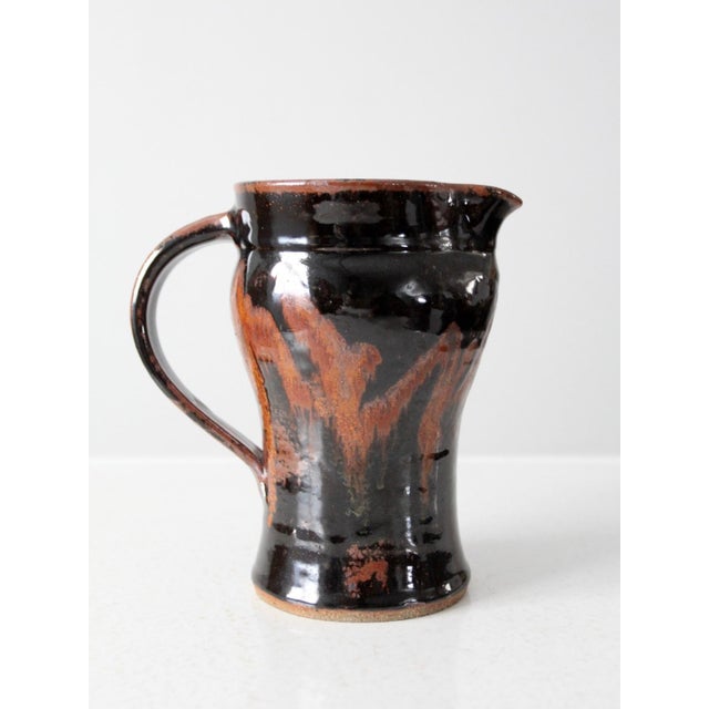 Ceramic Vintage Rustic Studio Pottery Pitcher For Sale - Image 7 of 18