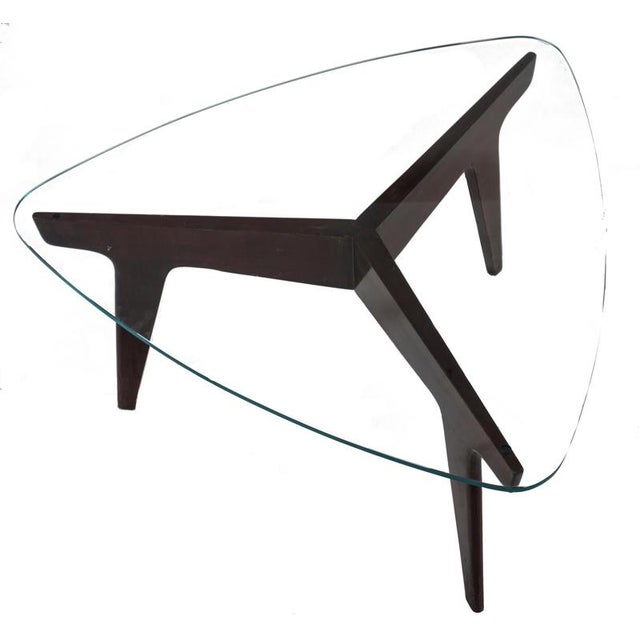 Gio Ponti Vintage Mahogany and Crystal Coffee Table by Gio Ponti, Italy, 1950s For Sale - Image 4 of 5