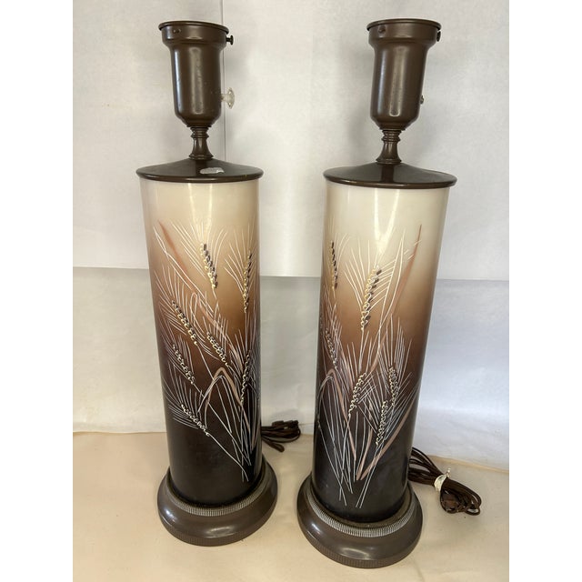Pair of Vintage La Rochère French Cameo Glass Table Lamps Wheat Motif For Sale - Image 10 of 10