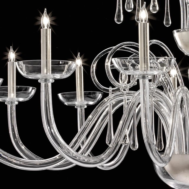 2020s Grand Venetian “Curls” Murano Glass Chandelier in Clear Glass For Sale - Image 5 of 6