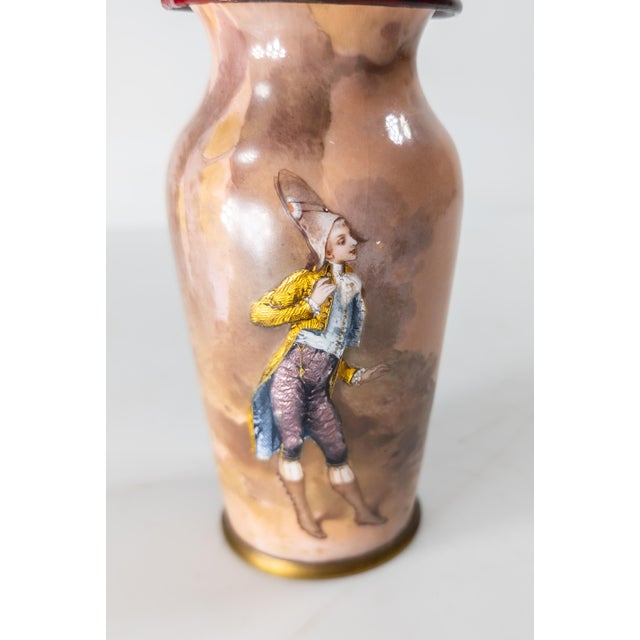 19th Century French Limoges Enamel Belle Epoque Vase With Figure For Sale In New York - Image 6 of 9