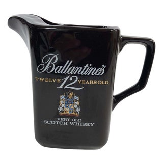 Vintage Black Barware Water Pitcher for Ballantine's 1980's For Sale