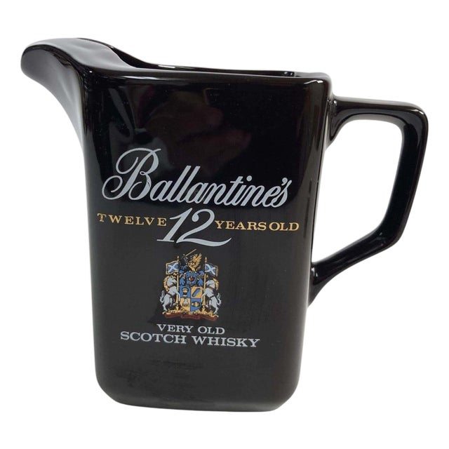 Vintage Black Barware Water Pitcher for Ballantine's 1980's For Sale