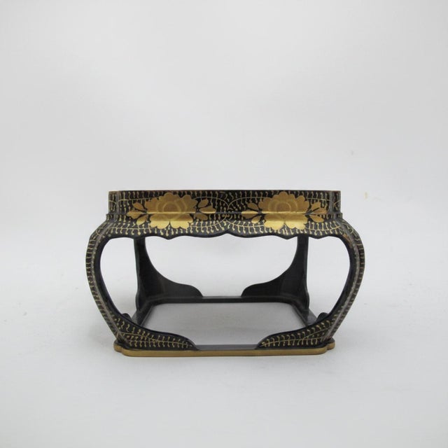 Japanese Hina Doll Black & Gold Floral Lacquer Display Stand Set For Sale In Portland, OR - Image 6 of 14