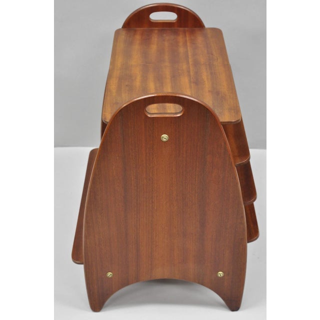 Mid Century Danish Modern Teak Wood Magazine Rack Book Stand Bookcase Side Table For Sale - Image 16 of 18
