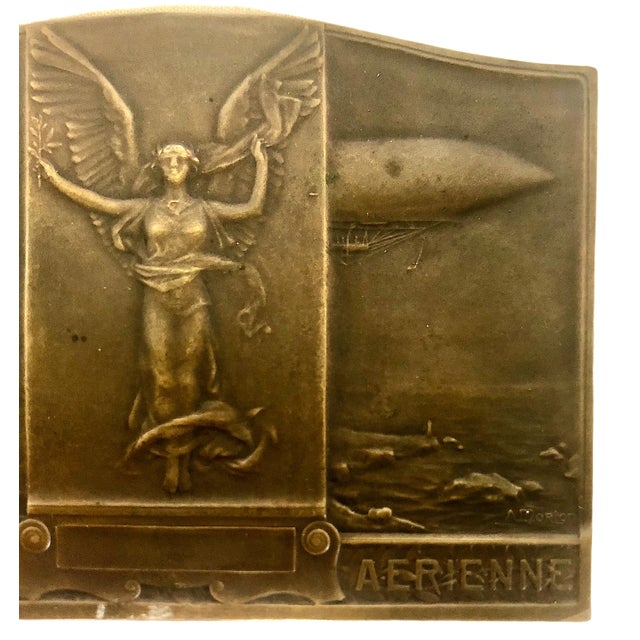 Art Nouveau Dawn of Aviation “Navigation Aerienne” Commemorative Triptych Medal, by Pierre-Alexandre Morlon For Sale - Image 3 of 8