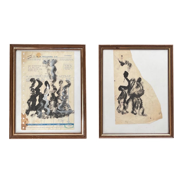 Two Purvis Young Artwork, Framed 10.24x8.25x.5 In. Each, One Signed and One Is Dated 3/29/72,Cert. Of Auth. , Mid Century Modern - Set of 2 For Sale