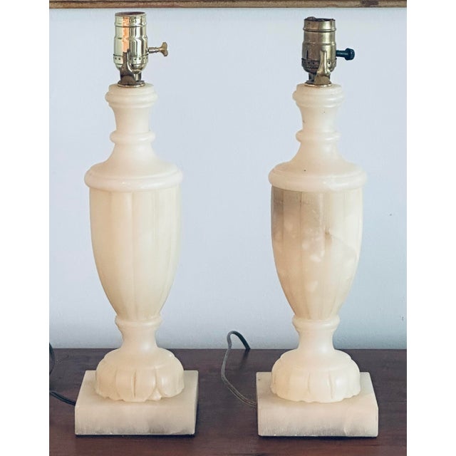 Sarreid Ltd. Sarreid Carved Alabaster Lamps- A Pair For Sale - Image 4 of 12