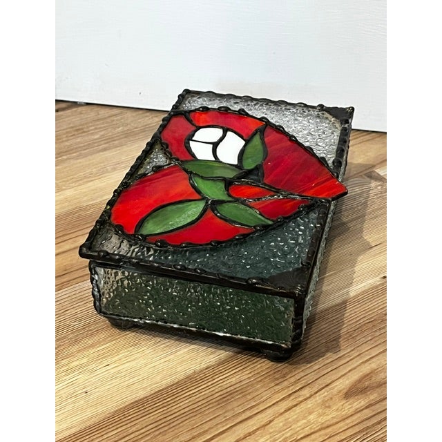 Vintage Leaded Stained Glass Trinket Box For Sale - Image 14 of 15