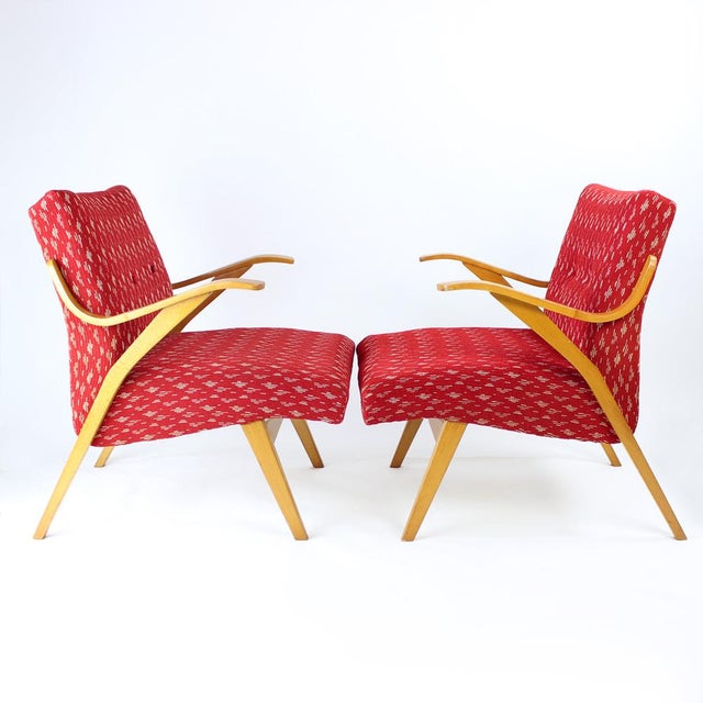 Beautiful vintage armchairs from Mid-century era od Czechoslovakian design. Produced by Mier company in 1960s. The...