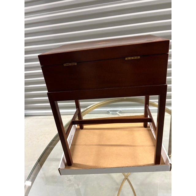 English Baker Furniture Inlaid Mahogany Chest on Stand For Sale - Image 3 of 8