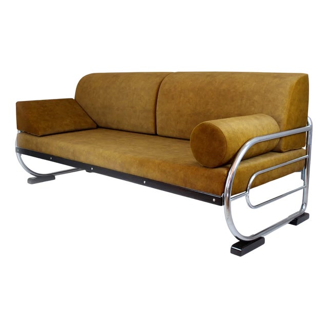 Bauhaus Tubular Chrome and Steel Sofa from Hynek Gottwald, 1930s For Sale