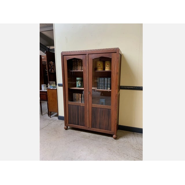 Wood Antique Art Deco Bookcase, 1935 For Sale - Image 7 of 10