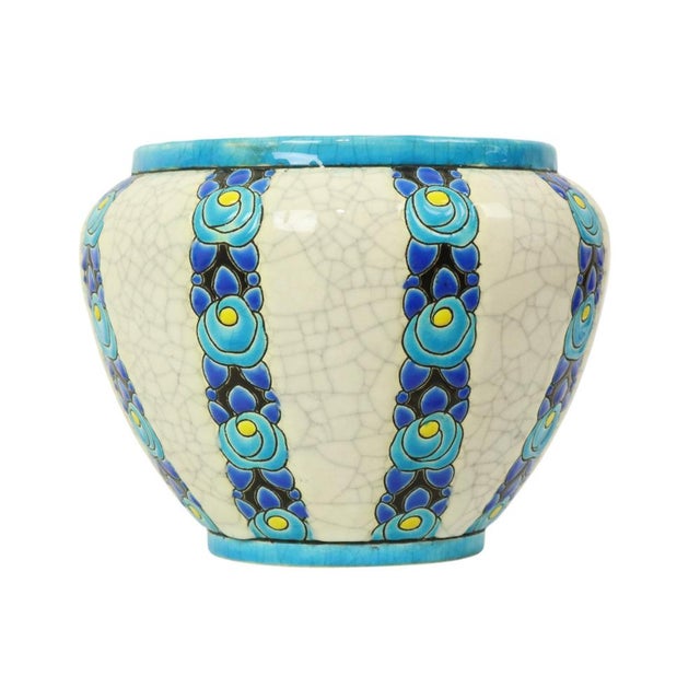 Art Deco Polychrome Flowerpot Vase by Charles Catteau for Boch Frères, 1922 For Sale - Image 13 of 17