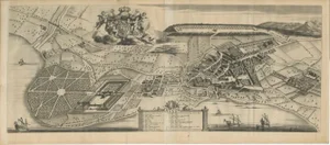 Large Panoramic Map of Thonon-les-Bains near Lake Geneva, France, Print