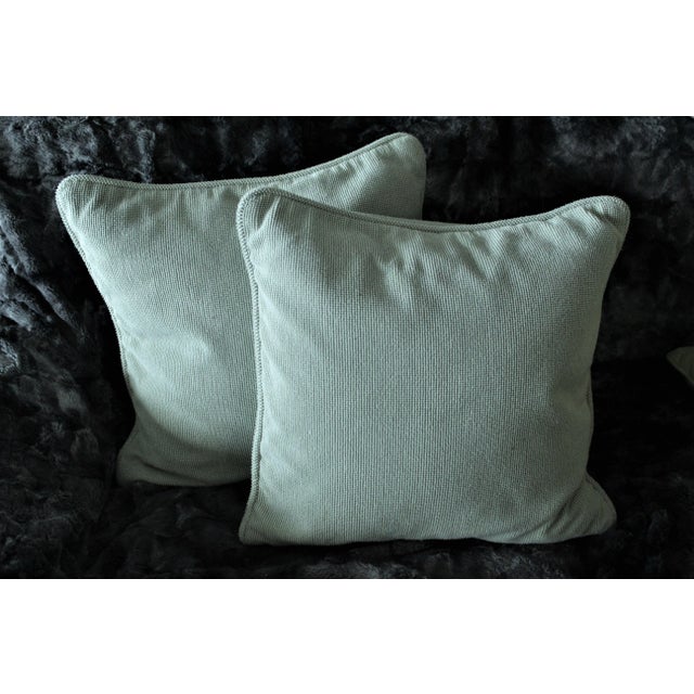 Contemporary Mitchell Gold Sea Foam / Polar Blue Large Net Pillows - A Pair For Sale - Image 3 of 3