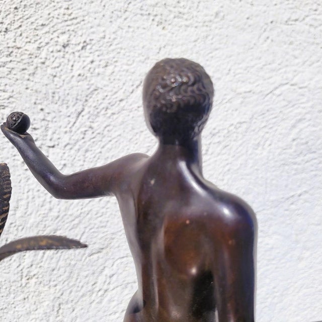 20th Century Man with Antelope in Bronze and Marble For Sale - Image 15 of 18