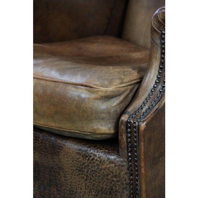 Vintage Club Chair in Sheepskin Leather For Sale - Image 14 of 18