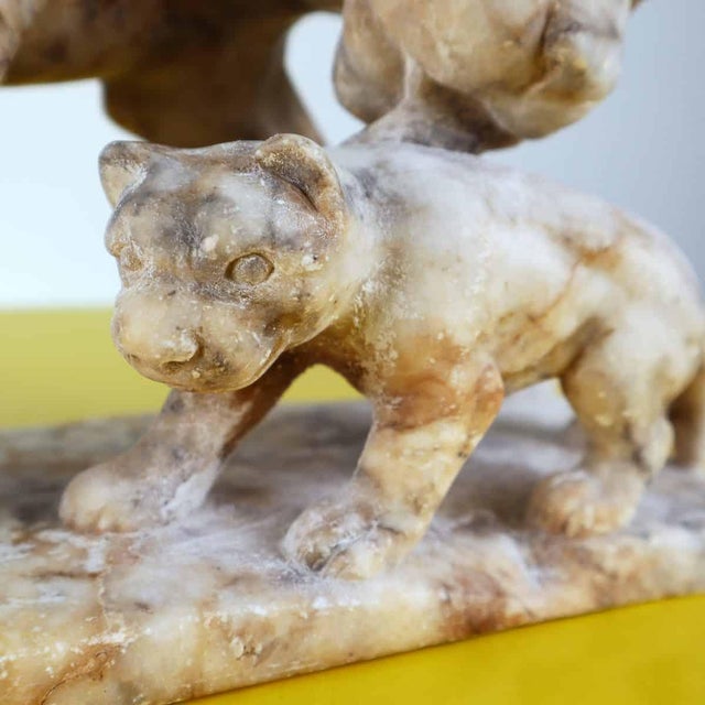 Feline with Cubs Figurine in Marble For Sale - Image 3 of 12