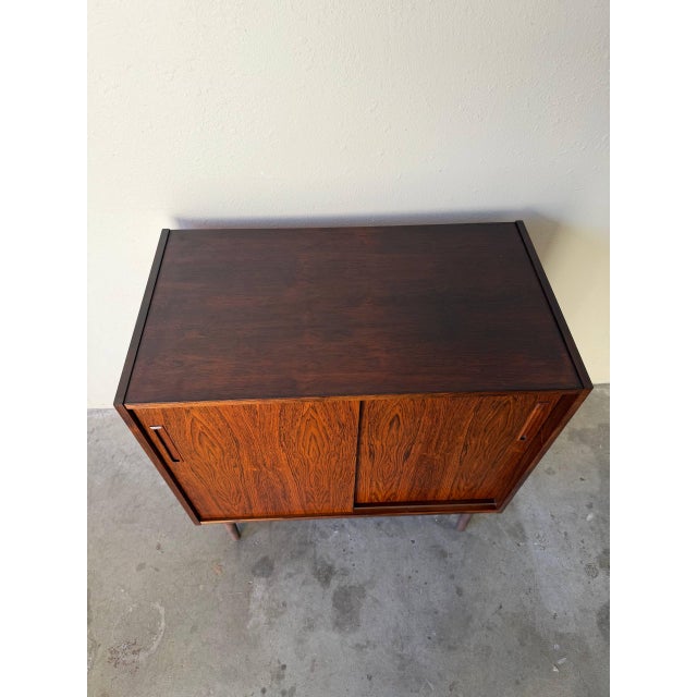 Wood Vintage Danish Rosewood Cabinet With Sliding Doors – Mid Century Modern Storage 1960s For Sale - Image 7 of 10