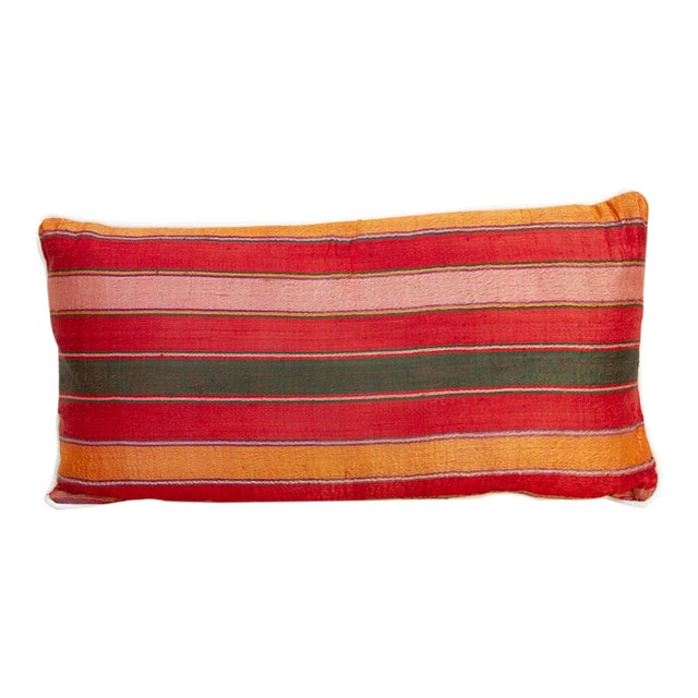 Mira Striped Gujarati Mashru Lumbar Pillow For Sale