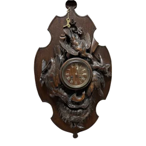 19th Century Black Forest Carved "Spoils of the Hunt" Wall Clock