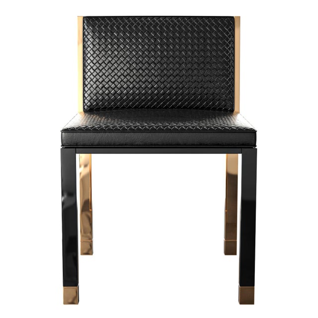 Not Yet Made - Made To Order "Victoria" Chair With Stainless Steel, Bronze and Woven Leather For Sale - Image 5 of 13