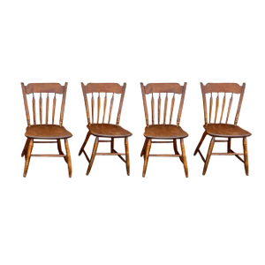 Mid 20th Century Vintage Ethan Allen Heirloom Collection Maple Windsor Dining Chairs- Set of 4