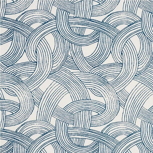 Sample- Schumacher Freeform Fabric in Blue For Sale
