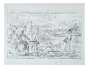 Henri Fehr, Etude de paysage du lac de Genève, Pencil on Paper