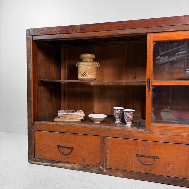 Antique Japanese Shop Counter with Glass Display and Drawers, 1920s For Sale - Image 14 of 18