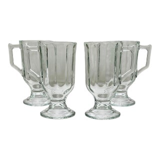 Late 20th Century Indiana Glass Optic Glass Irish Coffee Mugs- Set of 4 For Sale