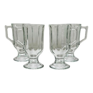 Late 20th Century Indiana Glass Optic Glass Irish Coffee Mugs- Set of 4 For Sale