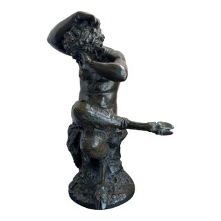 Large Antique Bronze Sculpture “Weeping Satyr” After Clodion, (Claude Michel), Signed “Clodion” For Sale