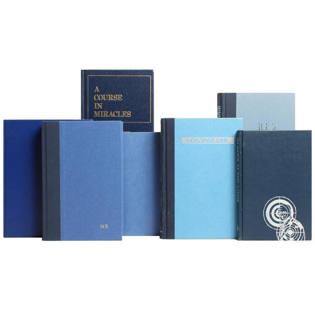 Modern Decorative Books - Denim Book Wall - Set of 100 Blue Books For Sale - Image 3 of 4