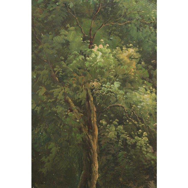 Large Hand Painted Oil Painting on Canvas Outdoor Garden Scene For Sale - Image 16 of 18