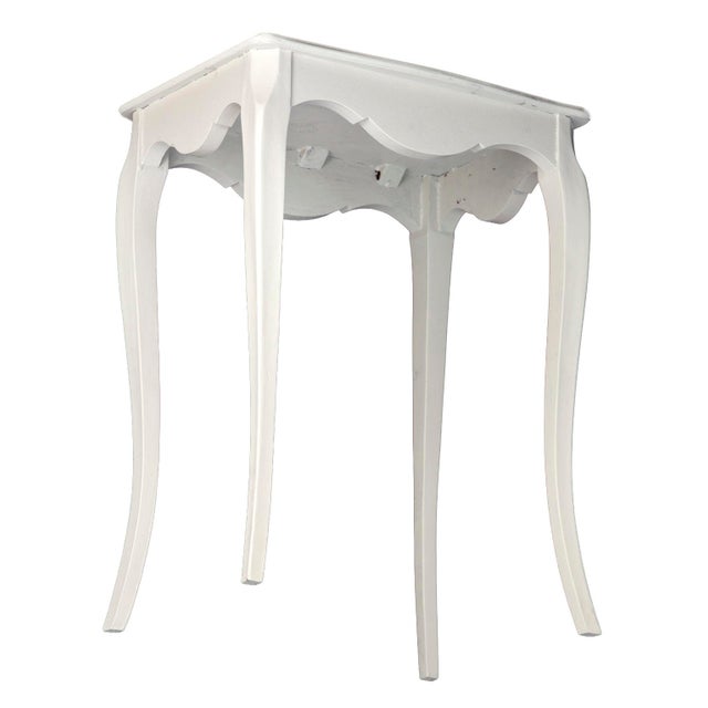 White 1920s Petite Antique White French Side Table For Sale - Image 8 of 8