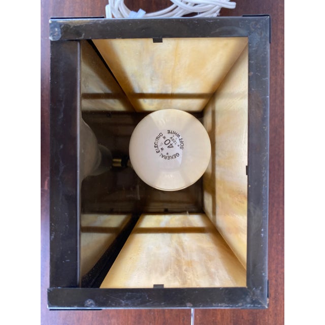 Metal Vintage Arroyo Craftsmen Iridescent Glass Sconce Table Lamp For Sale - Image 7 of 9