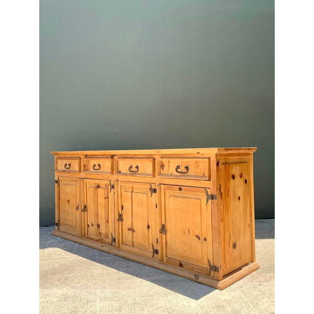 Vintage Knotty Pine Long Credenza For Sale - Image 4 of 12